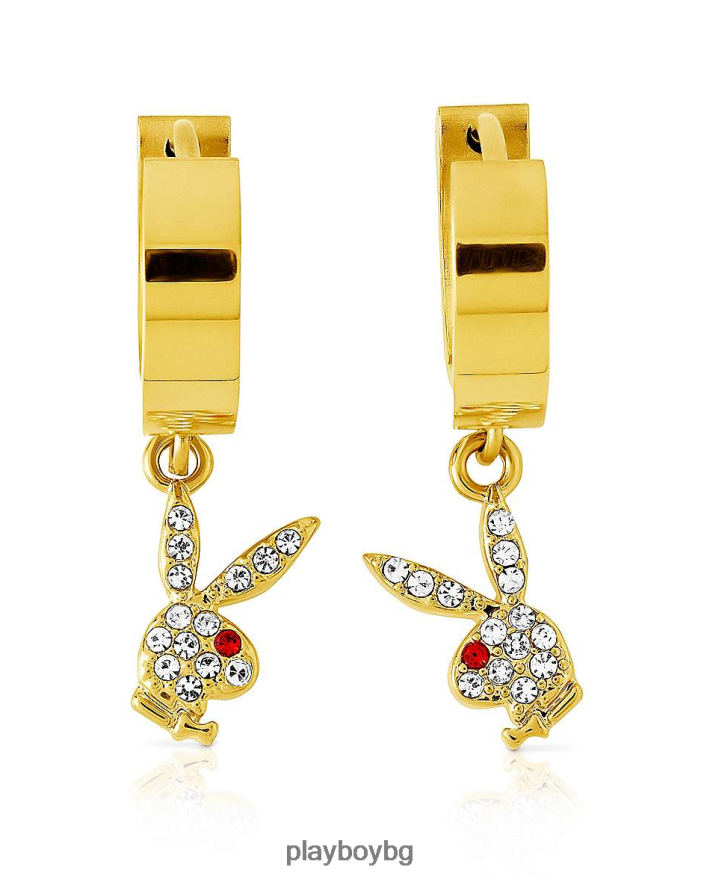 аксесоар бг Playboy Жени обръч за прегръдка на зайче и висяща обеца с талисман злато JZ04JB1608