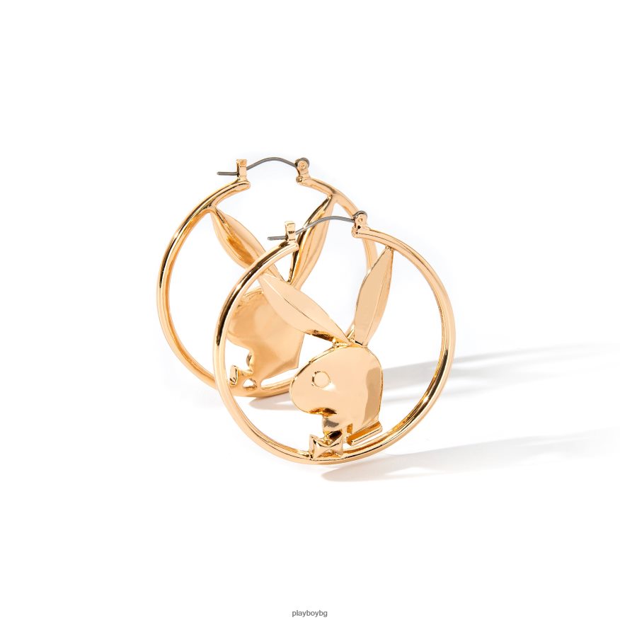 аксесоар бг Playboy Жени обеци с халки със заешка глава злато JZ04JB1637