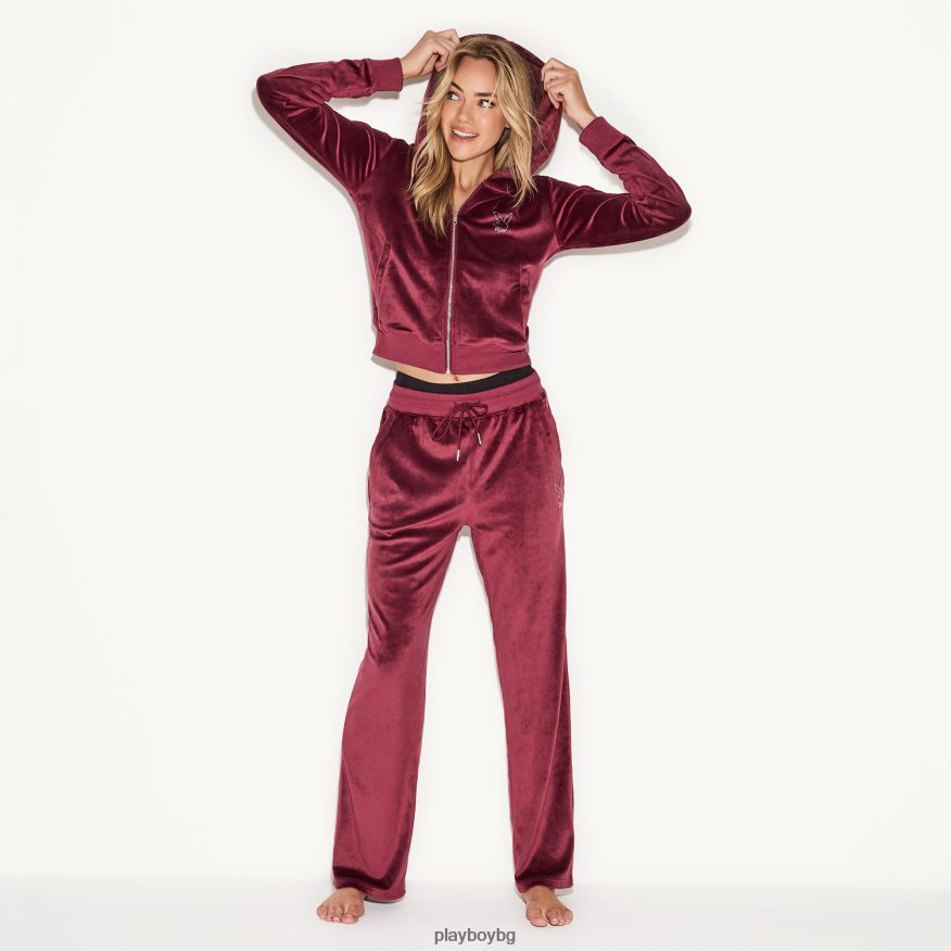 облекло бг Playboy Жени велурени панталони бордо JZ04JB1185