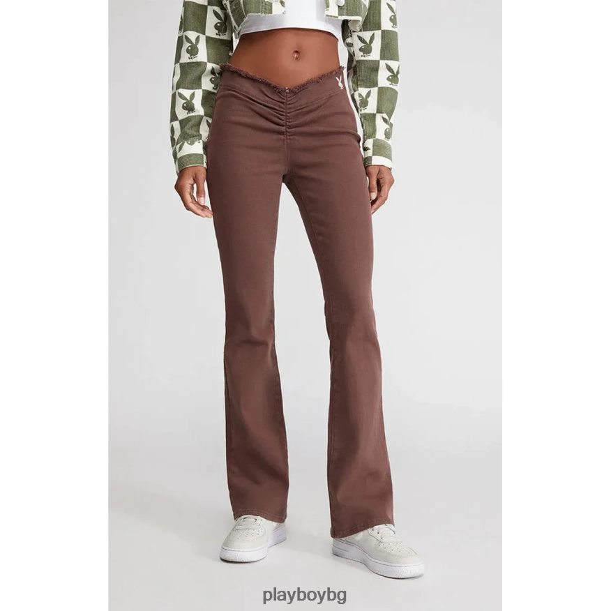облекло бг Playboy Жени дънкови панталони с ниска талия кафяво JZ04JB1195