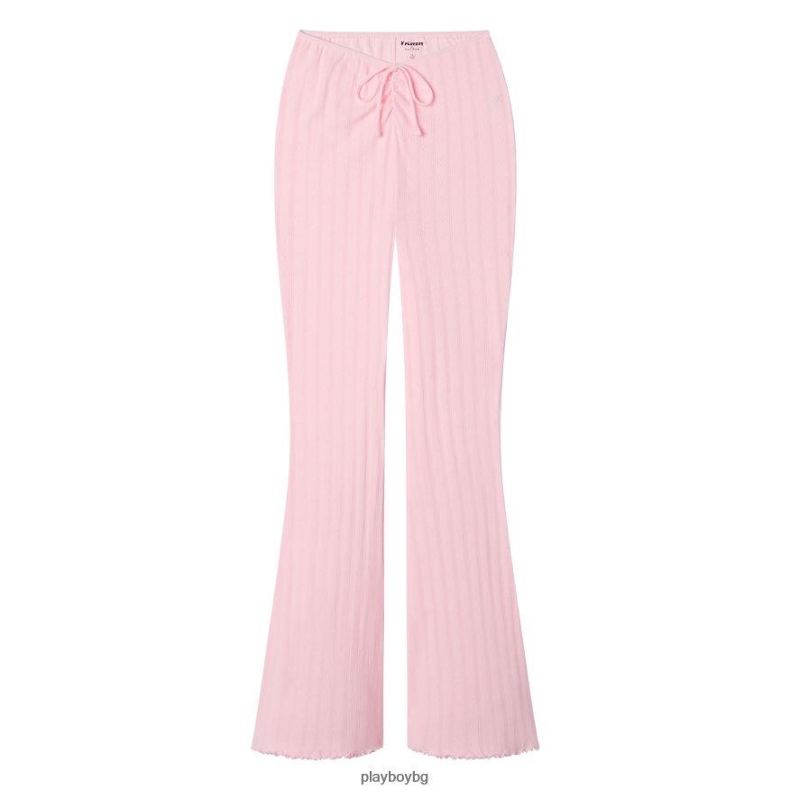 облекло бг Playboy Жени кльощави панталони с лого pointelle светло розово JZ04JB1197