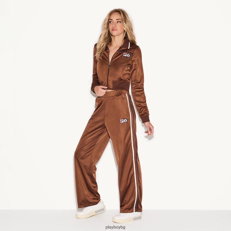 облекло бг Playboy x FILA Жени панталон марди кафяво JZ04JB1180
