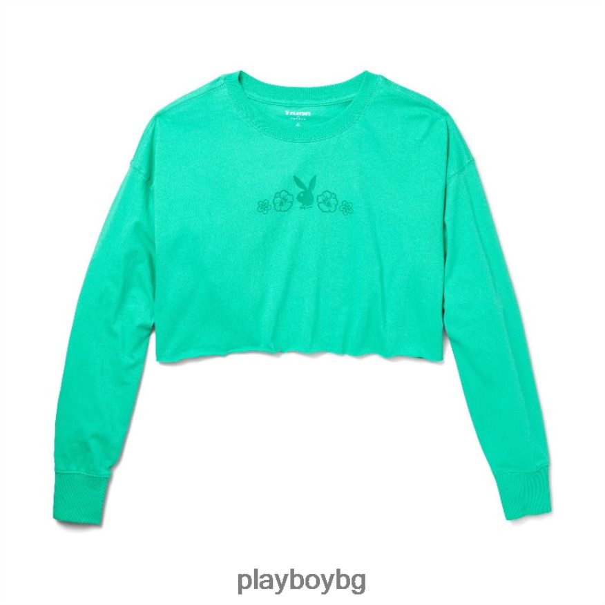 облекло бг Playboy Жени овъргайз тениска с дълъг ръкав остров оригинален JZ04JB1003