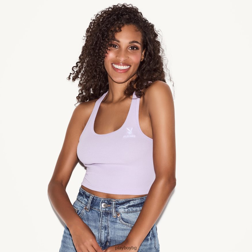 облекло бг Playboy Жени класически резервоар със състезателен гръб с лого лавандула JZ04JB1008