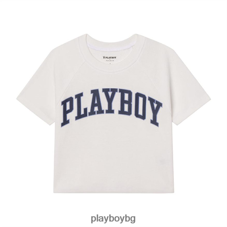 облекло бг Playboy Жени класическа бебешка тениска реглан ярко бяло/морска академия JZ04JB1009