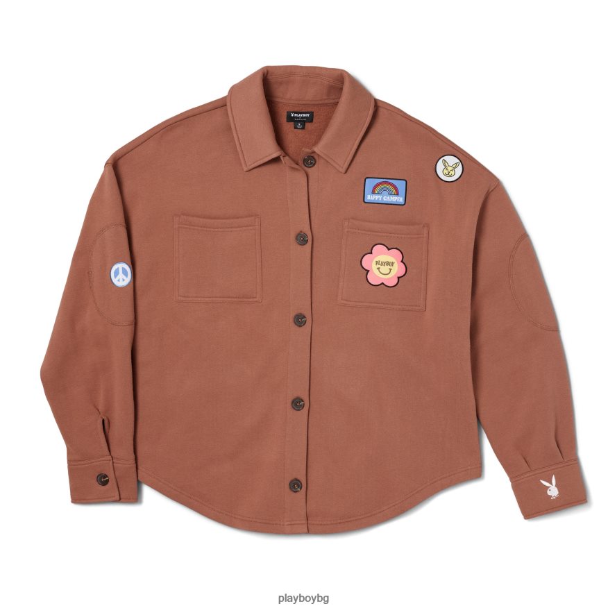 облекло бг Playboy Жени лагерна риза с копчета жълъд JZ04JB991