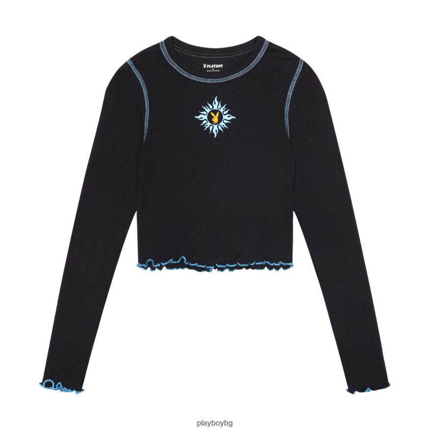 облекло бг Playboy Жени дълъг ръкав с контрастен шев антрацит JZ04JB996