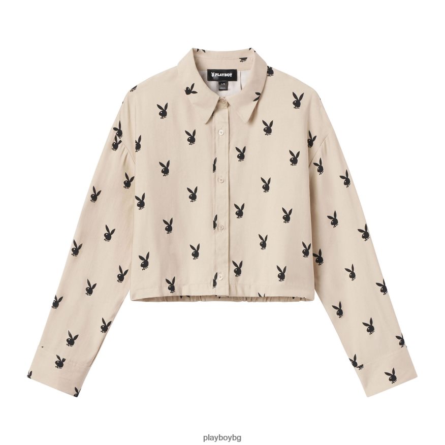 облекло бг Playboy Жени изрязана риза с копчета тен JZ04JB999