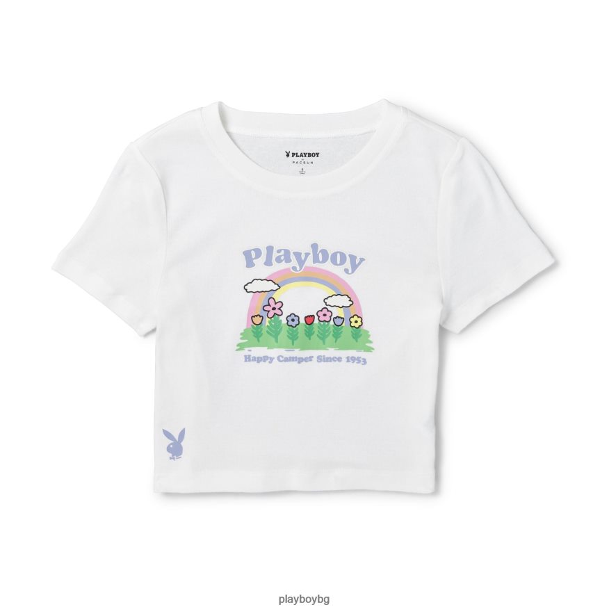 облекло бг Playboy Жени бебешка тениска Rainbow звезда бяла JZ04JB1021