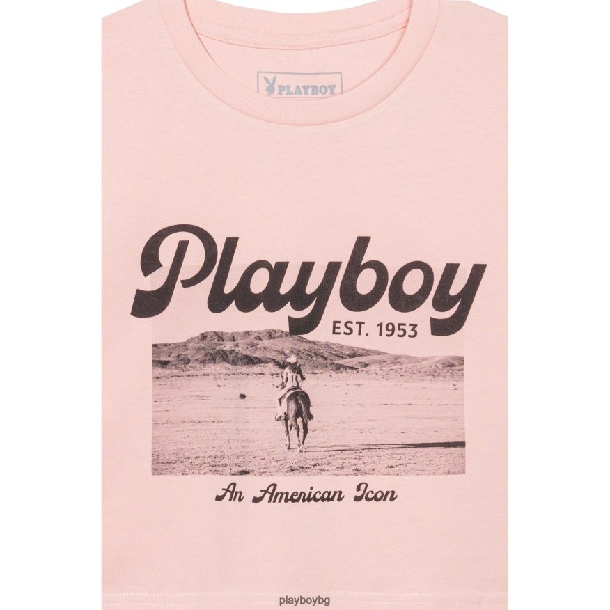 облекло бг Playboy Жени изрязана тениска с американска икона на desperado оригинален JZ04JB938