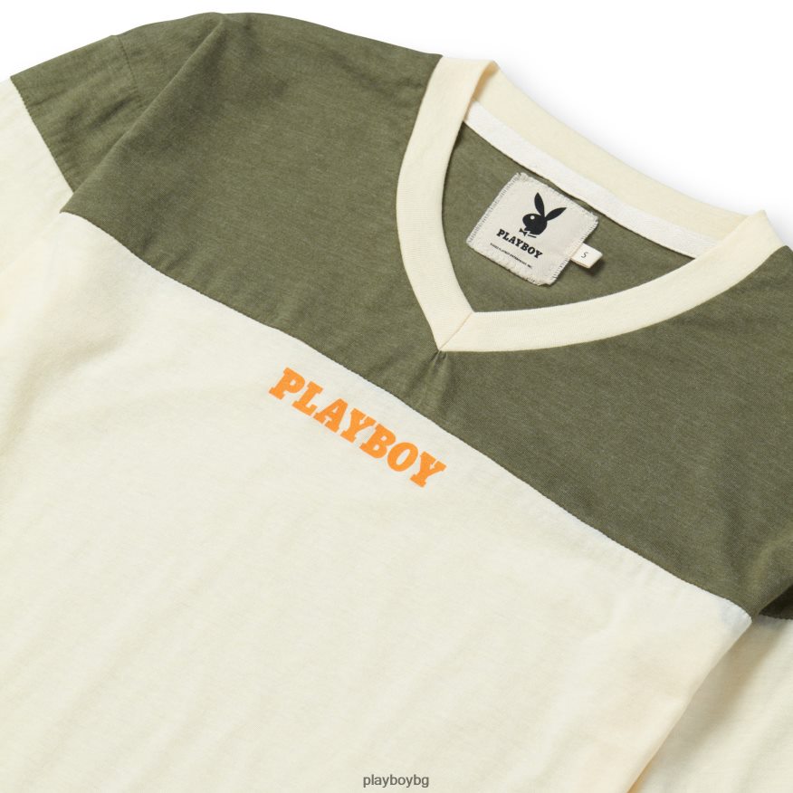 облекло бг Playboy Жени лагерно трико с v-образно деколте 1/2 дълъг ръкав оригинален JZ04JB1043