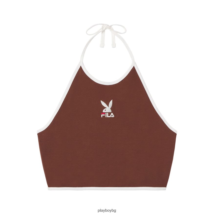облекло бг Playboy x FILA Жени сандра горнище с халтер кафяво JZ04JB953
