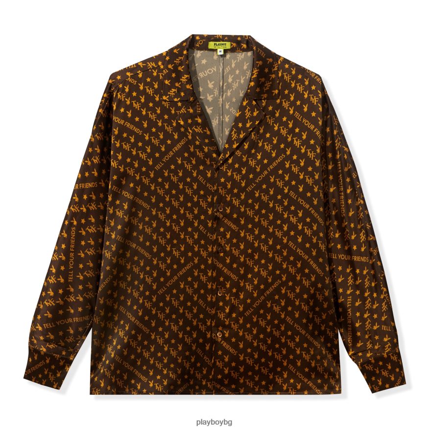 облекло бг Playboy x Revolve Жени мини копринена риза със зайче кафяво JZ04JB1044