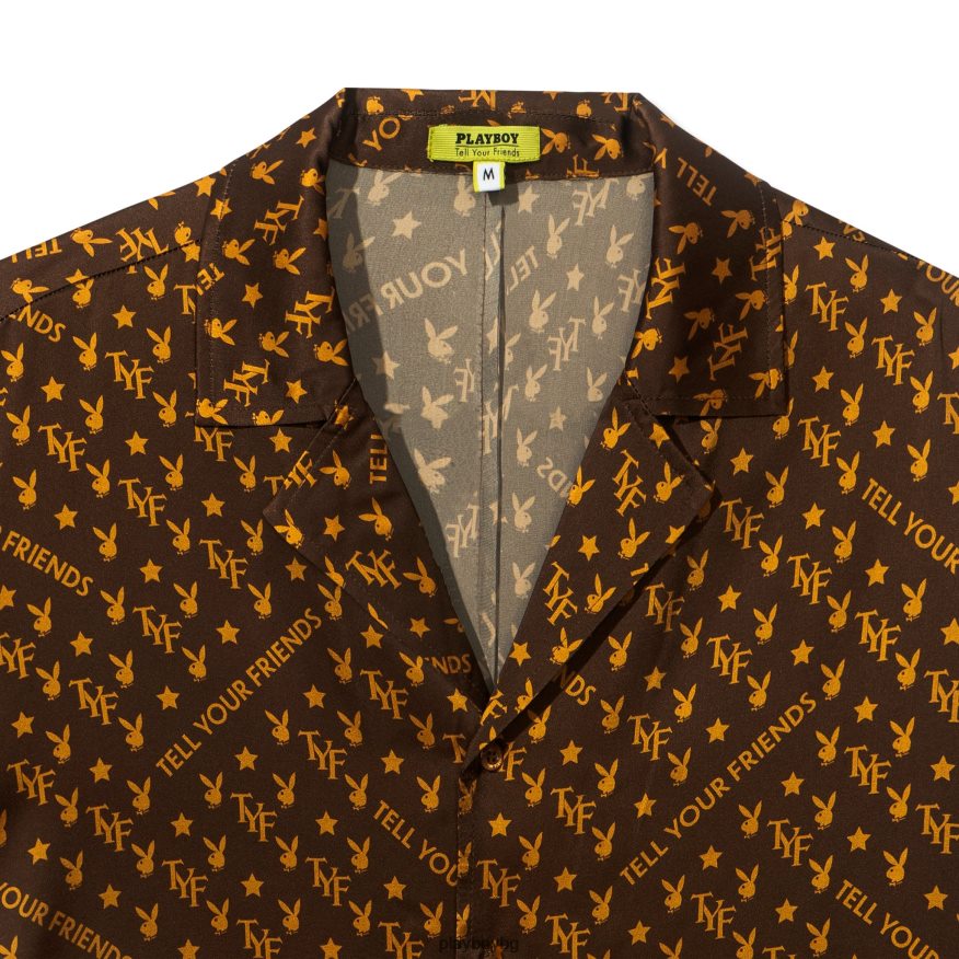 облекло бг Playboy x Revolve Жени мини копринена риза със зайче кафяво JZ04JB1044