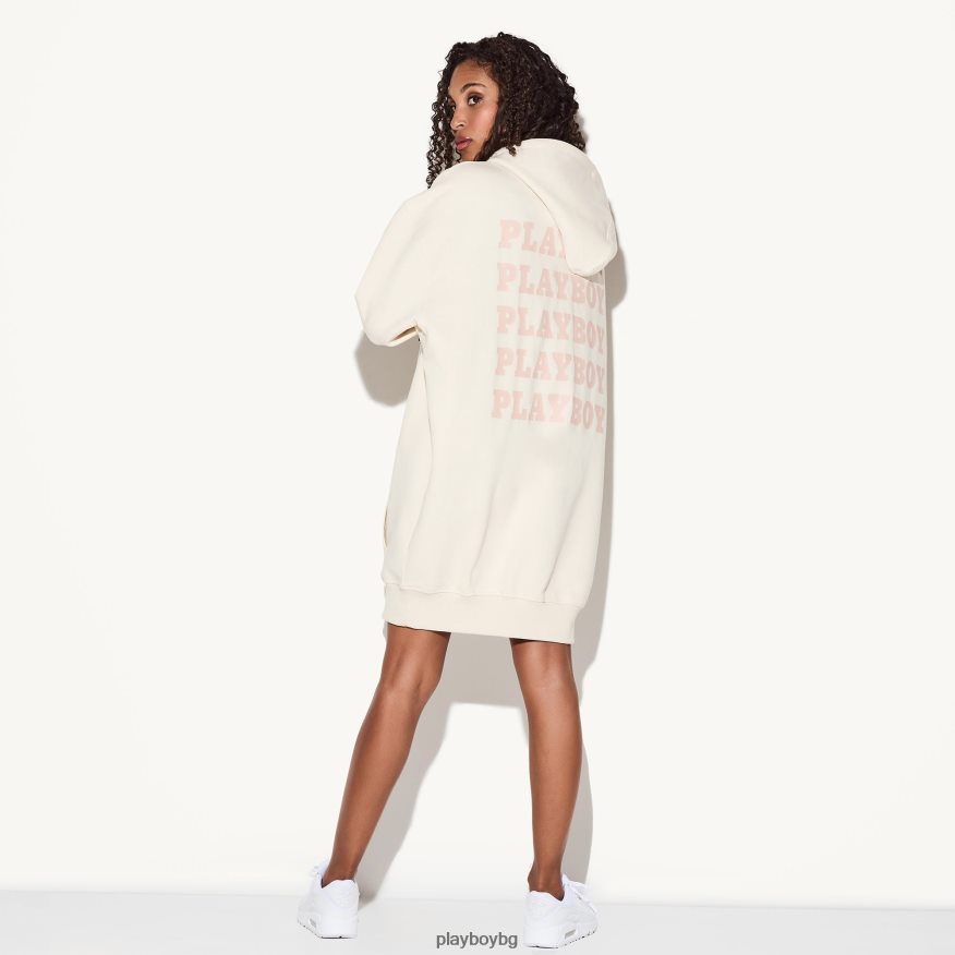 облекло бг Playboy Жени рокля с качулка с повторен принт пясък JZ04JB1082