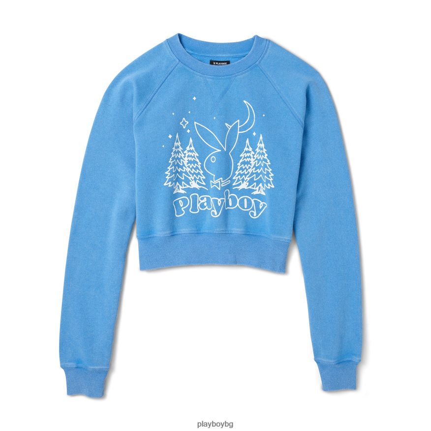 облекло бг Playboy Жени ретро реглан суичър с деколте оригинален JZ04JB1086