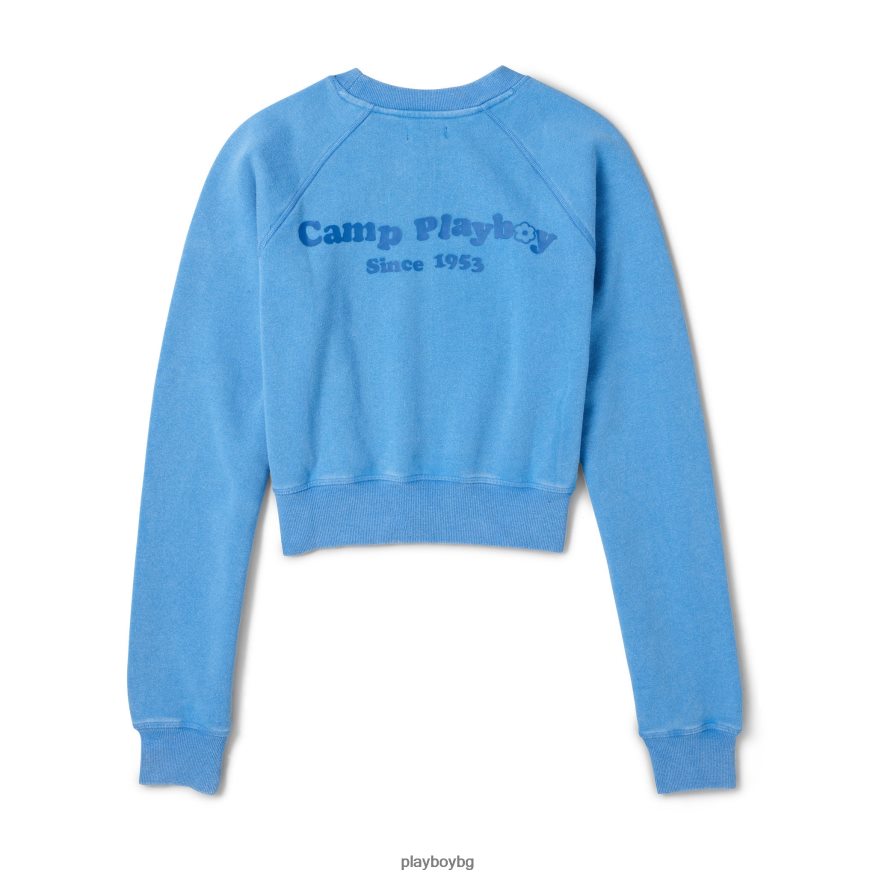 облекло бг Playboy Жени ретро реглан суичър с деколте оригинален JZ04JB1086