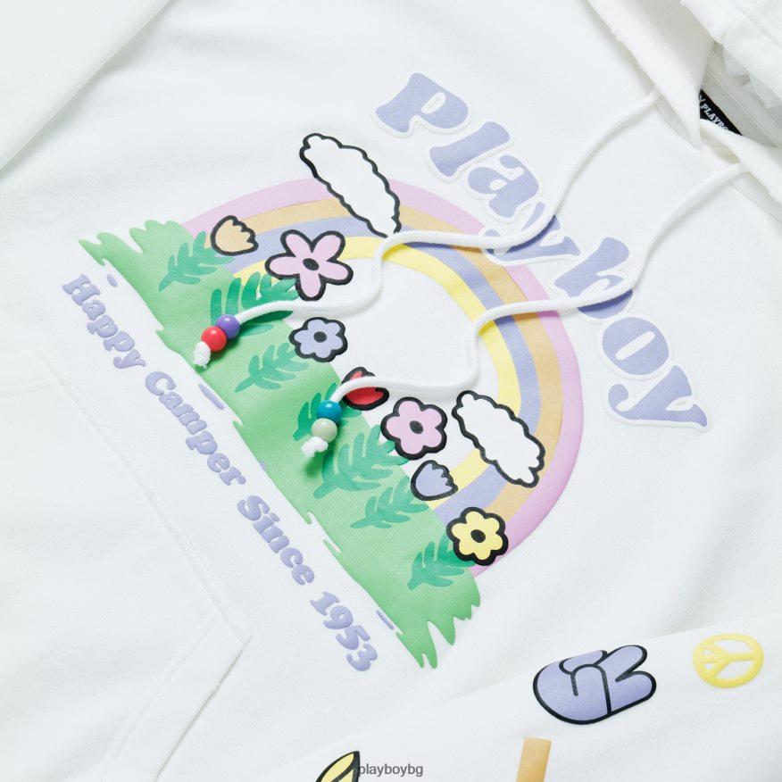 облекло бг Playboy Жени дъгова качулка с мъниста звезда бяла JZ04JB1113