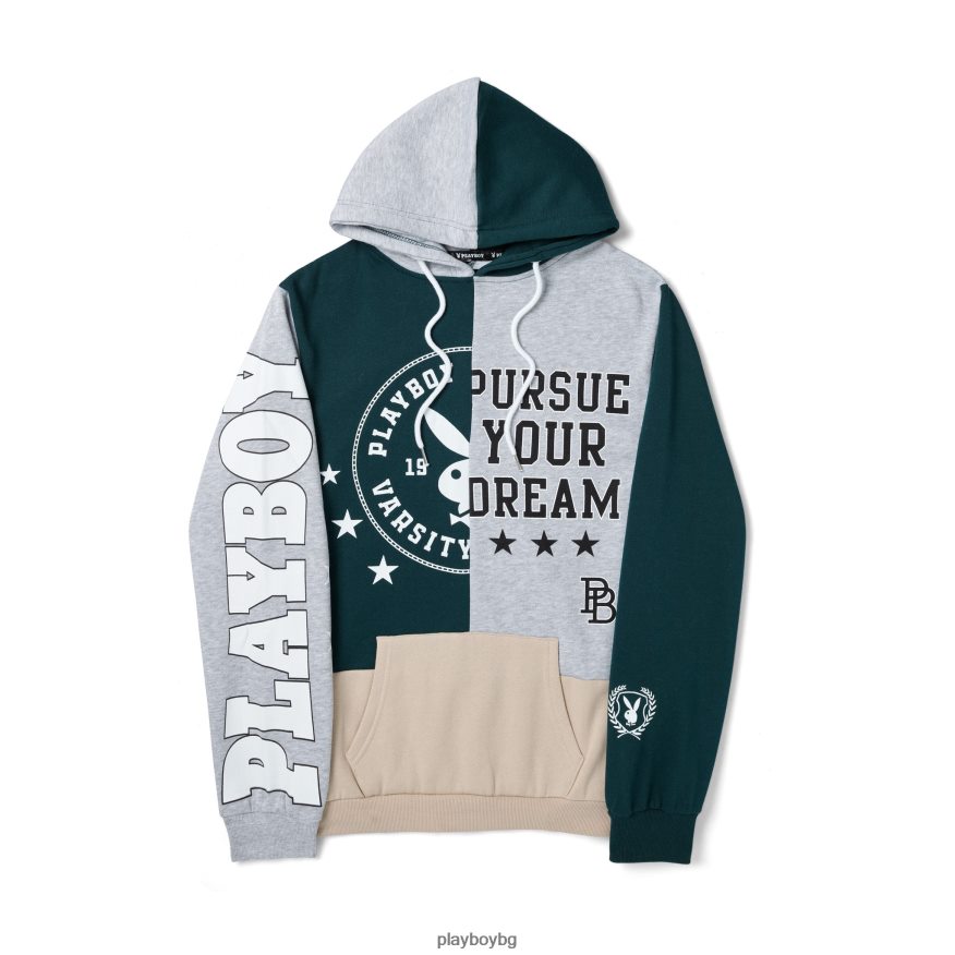 облекло бг Playboy Жени университетска качулка зелено JZ04JB1136