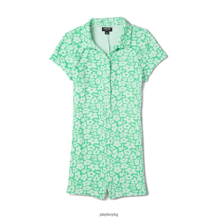 облекло бг Playboy Жени кемпер хавлиени гащички принт със зелен смърч JZ04JB1340
