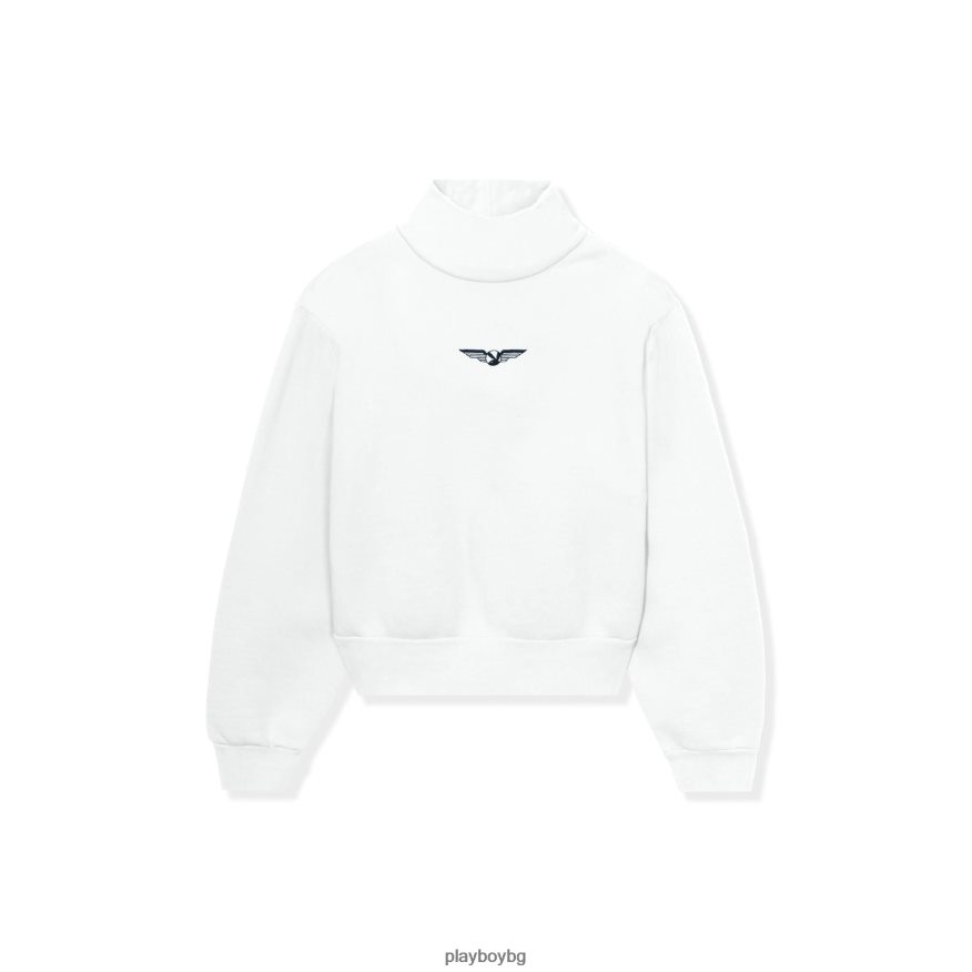облекло бг Playboy Жени изрязан суичър с висока яка aviation wings костен JZ04JB1162
