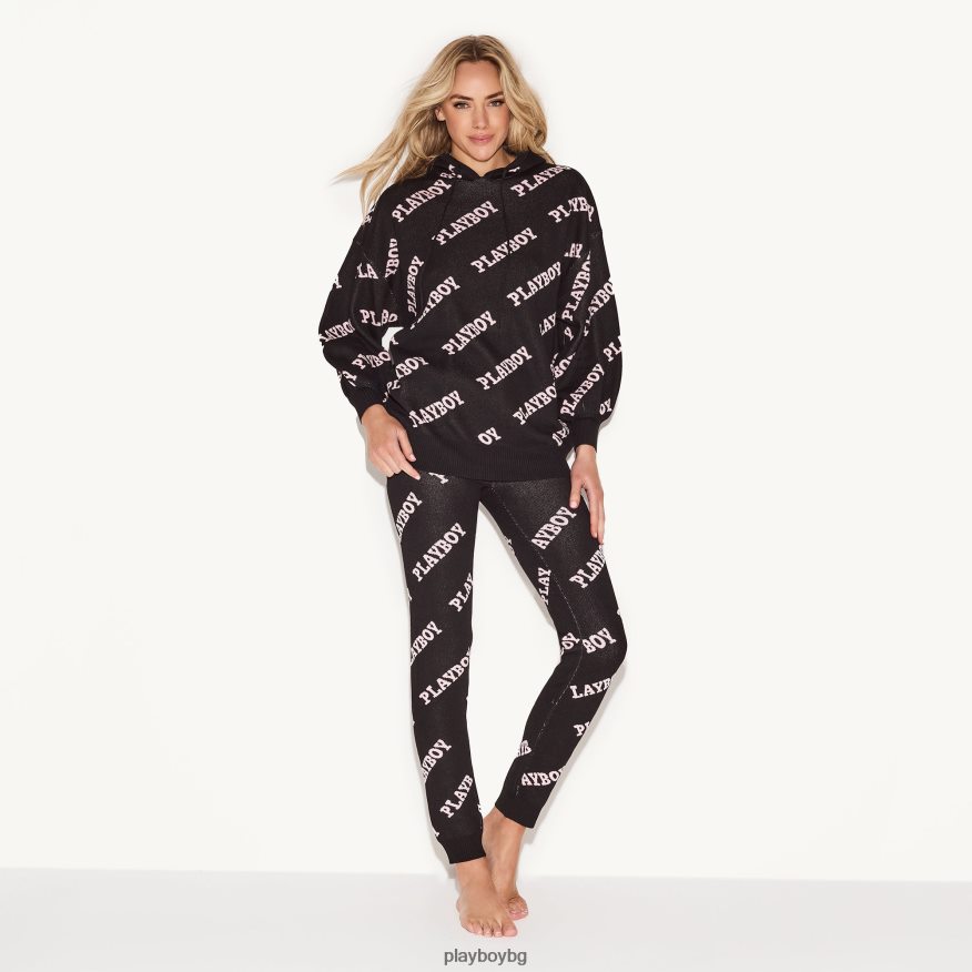 облекло бг Playboy Жени плетени клинове с интарсия черен JZ04JB1221