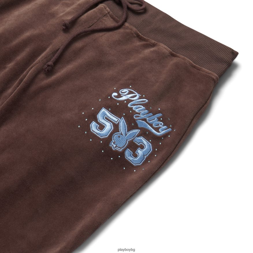 облекло бг Playboy Жени велурен спортен панталон шоколадово мартини JZ04JB1254