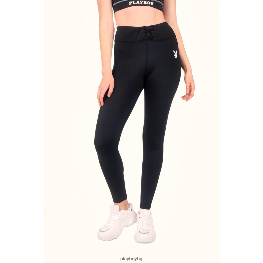облекло бг Playboy Жени активни клинове с набрана лента на талията черен JZ04JB1326