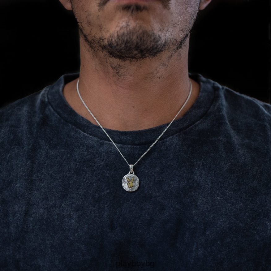 аксесоар бг Playboy мъже огърлица с висулка с монета със заешка глава смесен метал JZ04JB877