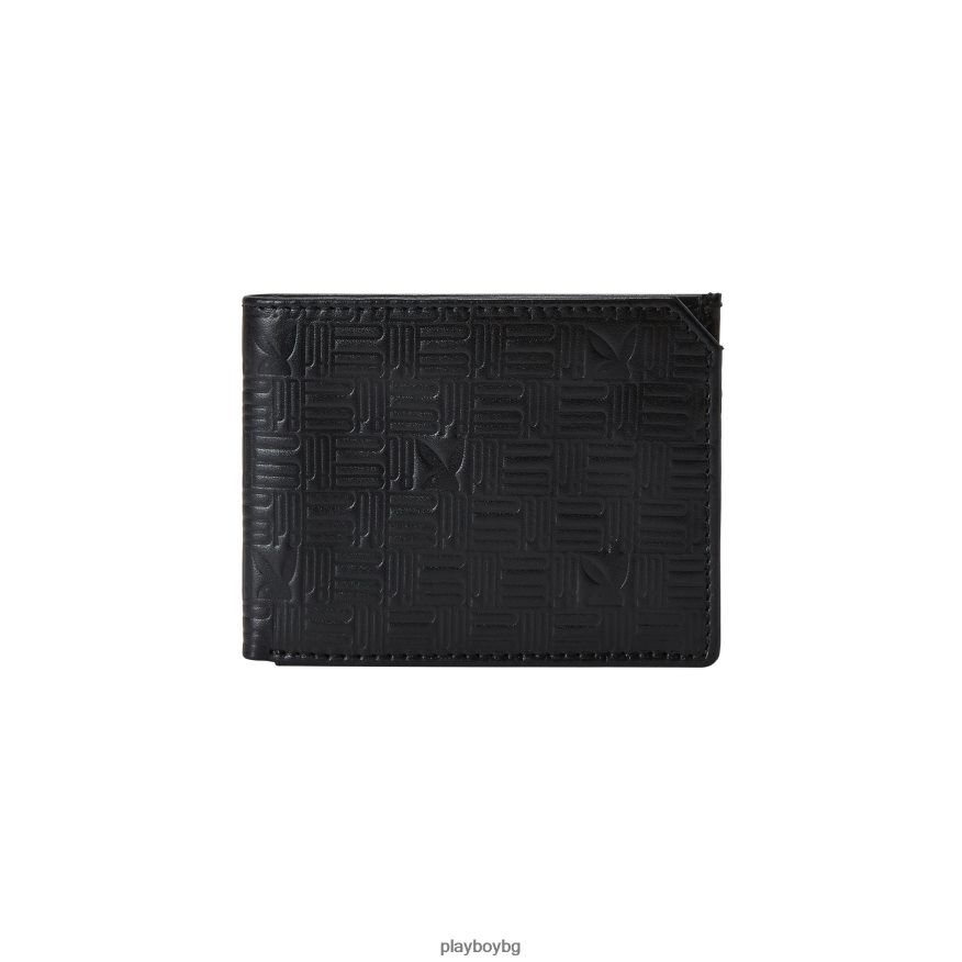 аксесоар бг Playboy мъже релефен портфейл с тънко сгъване черен JZ04JB840