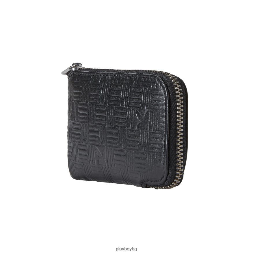 аксесоар бг Playboy мъже портфейл с релефен преден цип черен JZ04JB862