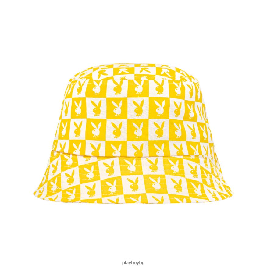 аксесоар бг Playboy мъже шапка тип кофа с печат на плочки жълто JZ04JB730