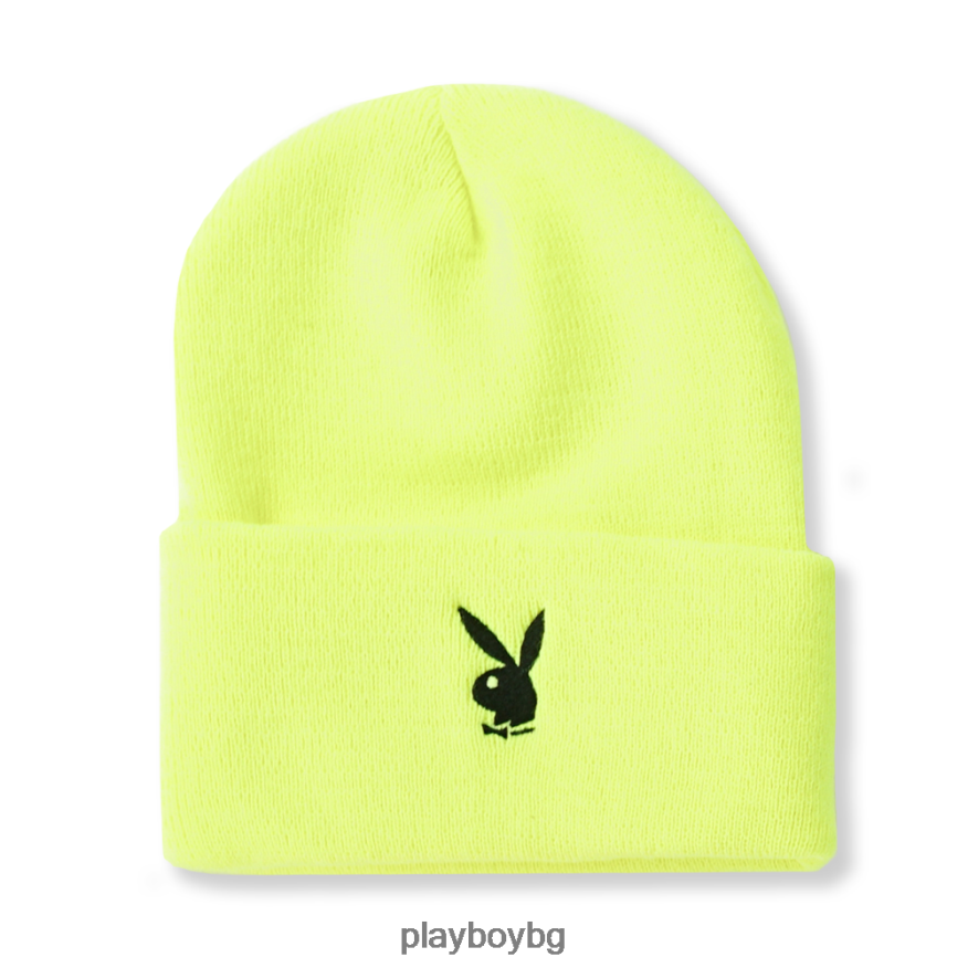 аксесоар бг Playboy мъже плетена шапка с маншети на заешка глава безопасно жълто JZ04JB735