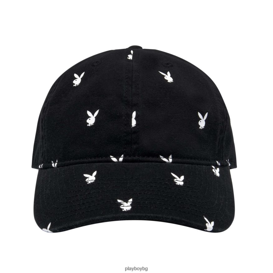 аксесоар бг Playboy мъже цяла шапка със заешка глава черно с бели зайчета JZ04JB774