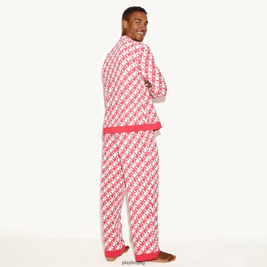 облекло бг Playboy мъже класически пижамен комплект зайче червен JZ04JB693