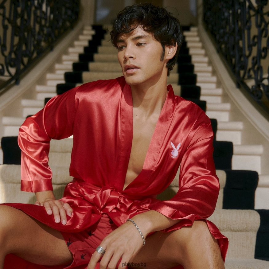 облекло бг Playboy мъже сатенена мантия оригинален JZ04JB670