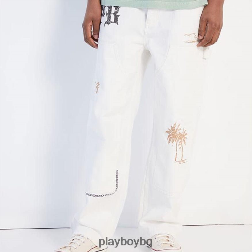 облекло бг Playboy мъже pb винтидж панталон с двойно коляно крем оригинален JZ04JB554