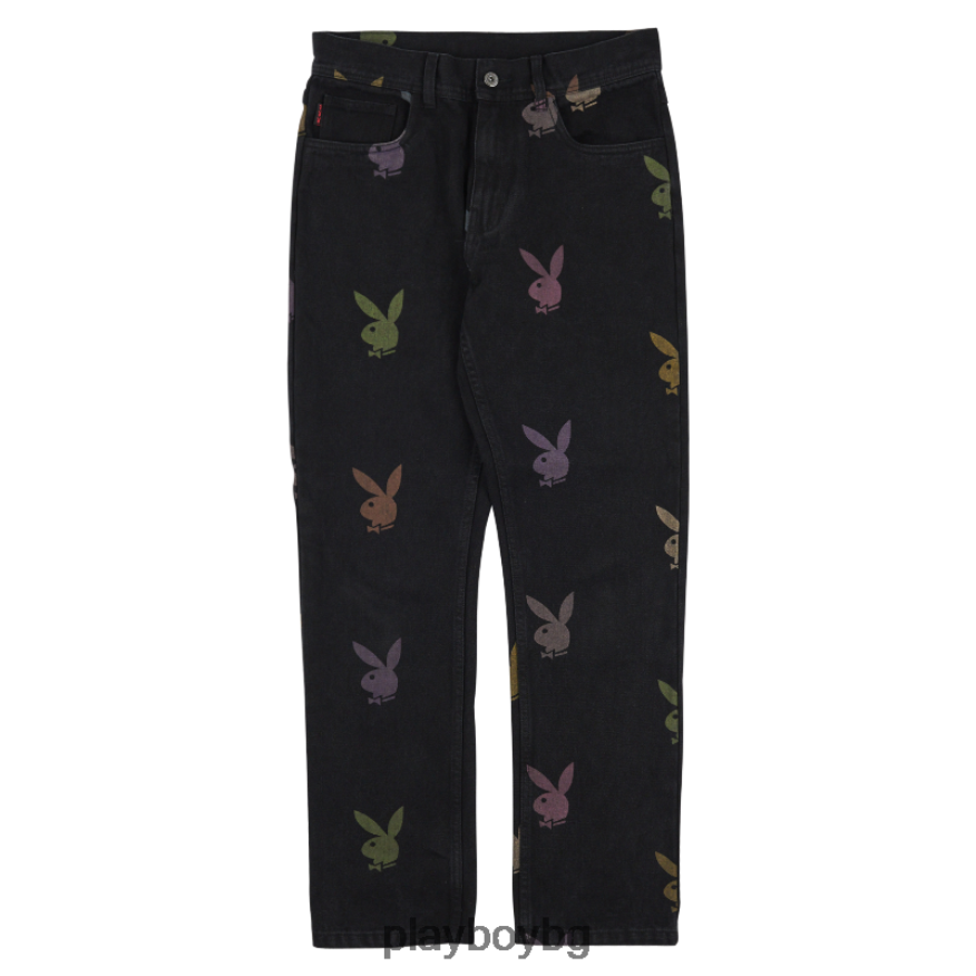 облекло бг Playboy x Pleasures мъже разпръснати дънкови панталони черен JZ04JB537