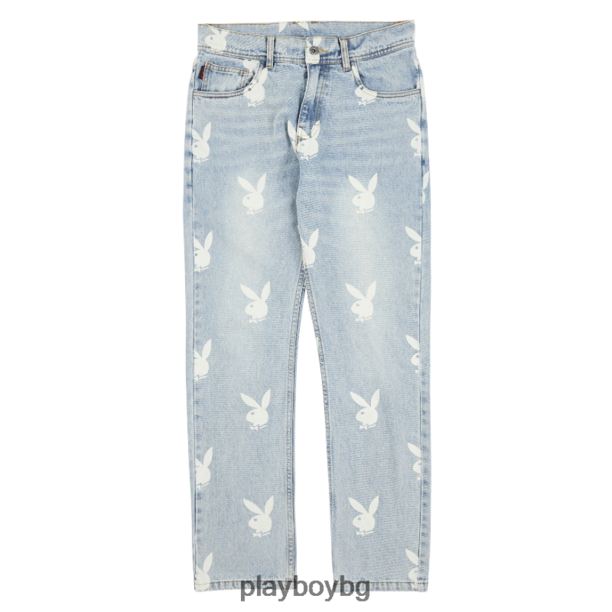 облекло бг Playboy x Pleasures мъже разпръснати дънкови панталони син JZ04JB538