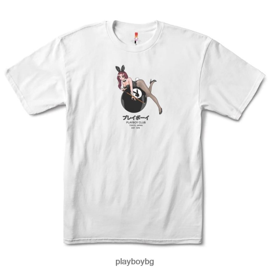 облекло бг Playboy мъже Тениска на токийския клуб с 8 топки бяло JZ04JB40
