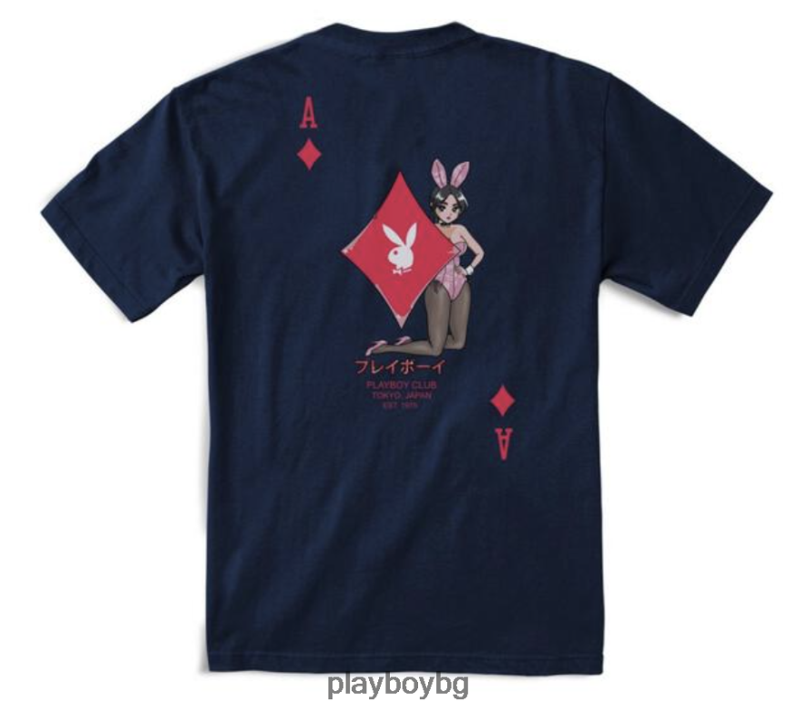 облекло бг Playboy мъже тениска Ace of Diamonds военноморски флот JZ04JB211