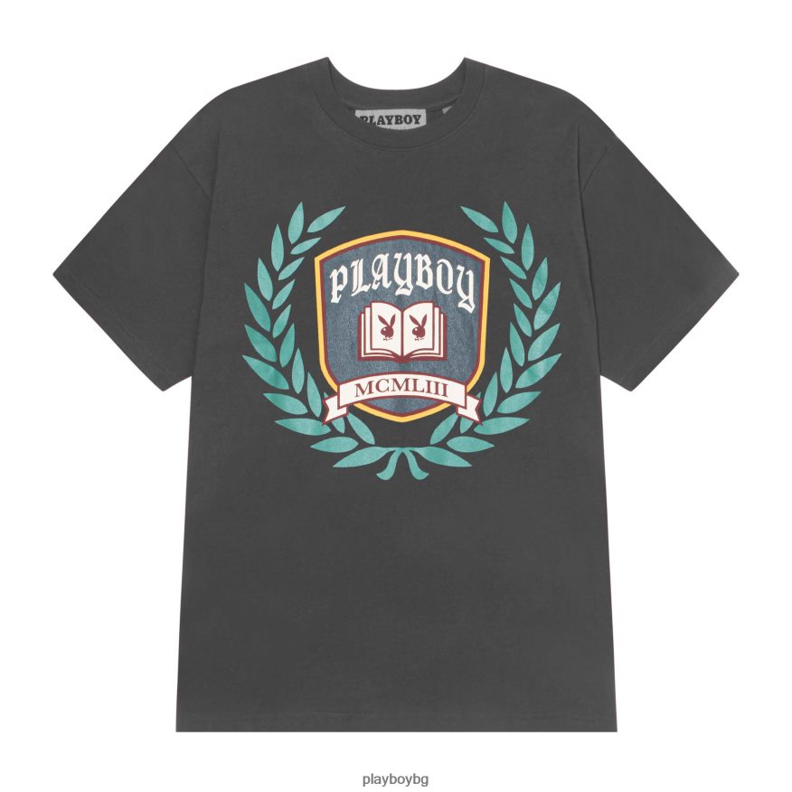 облекло бг Playboy мъже тениска Ivy League черен JZ04JB296