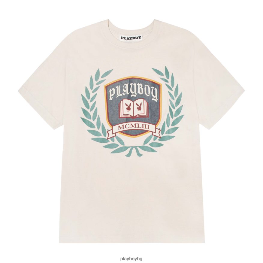 облекло бг Playboy мъже тениска Ivy League мръсно бяло JZ04JB297