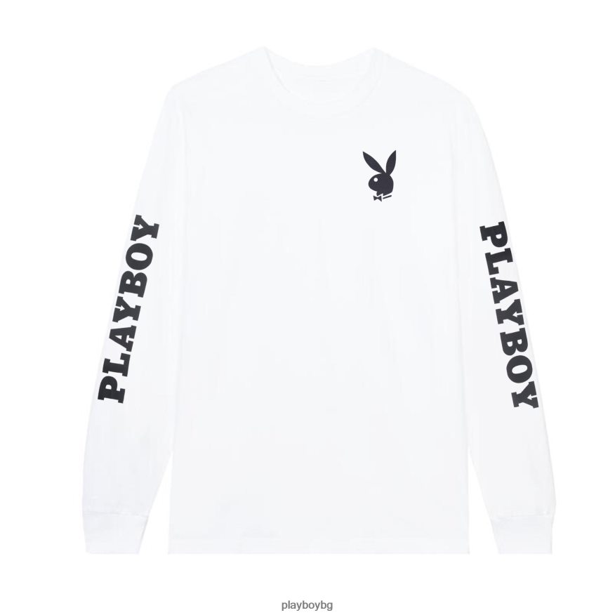 облекло бг Playboy мъже глава на мачта и заешка глава с дълъг ръкав бяло JZ04JB242