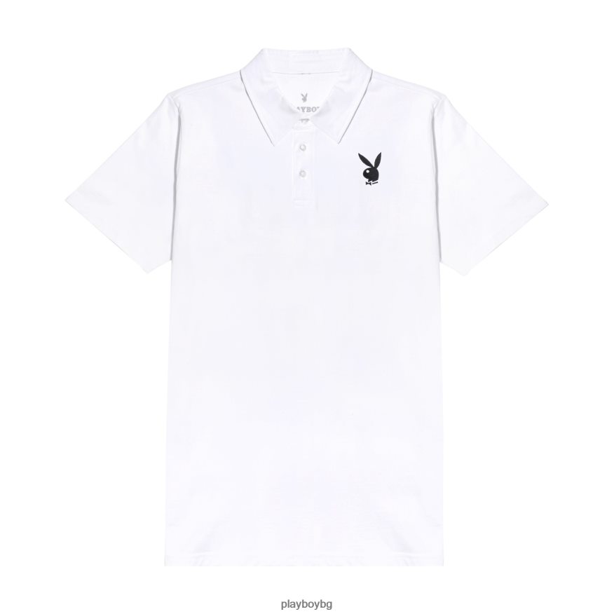 облекло бг Playboy мъже класическа поло тениска със заешка глава бяло JZ04JB249
