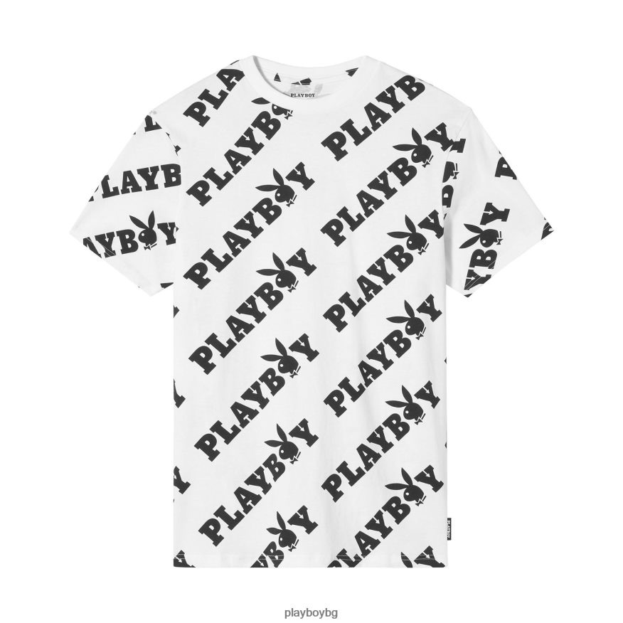 облекло бг Playboy мъже повтаряща се тениска бял аоп JZ04JB285