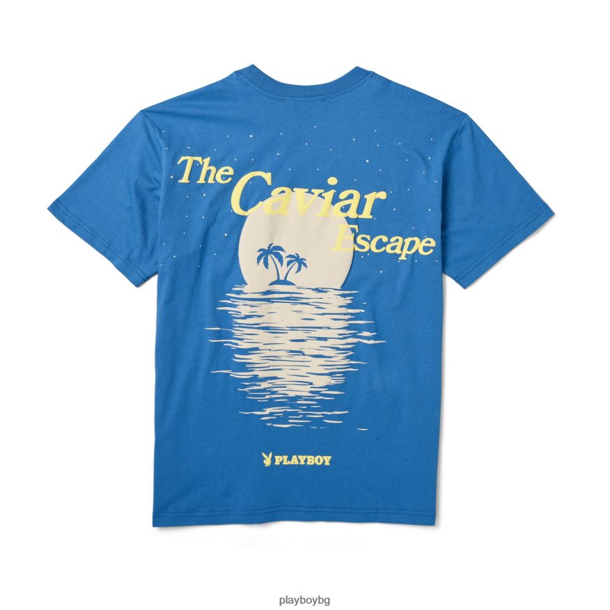 облекло бг Playboy мъже бягство тениска с къс ръкав военноморски флот JZ04JB293