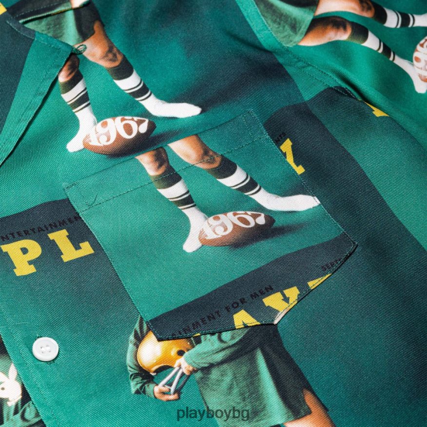 облекло бг Playboy мъже лагерна фланелка soulland септември 1967 г зелено JZ04JB219