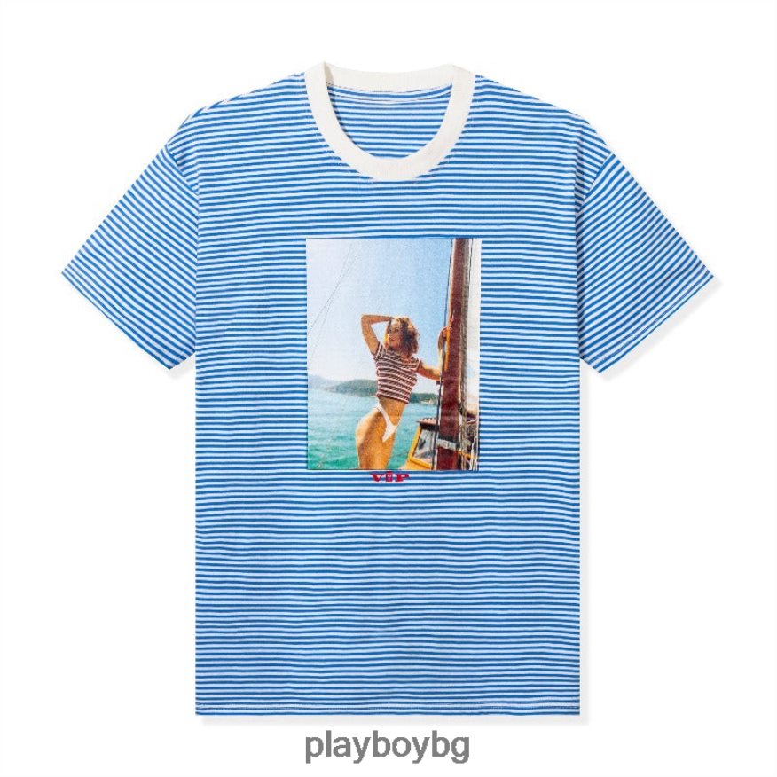 облекло бг Playboy мъже раирана vip клубна тениска син JZ04JB264