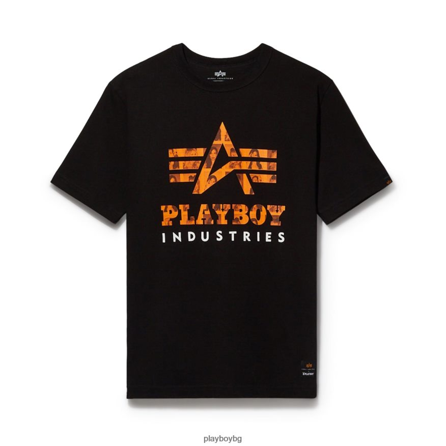 облекло бг Playboy x Alpha Industries мъже класическа тениска черен JZ04JB168